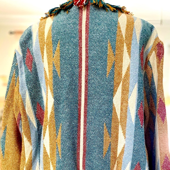 Vintage Granite Southwest Woven Fringe Cardigan Jacket - Picture 7 of 10